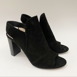 Via Spiga black suede peep toe ankle bootie 9.5